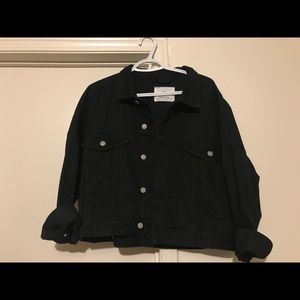Cropped Black Denim Jacket